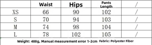 Tableau détaillé des tailles pour ensemble gilet et pantalon texturé avec mesures précises
