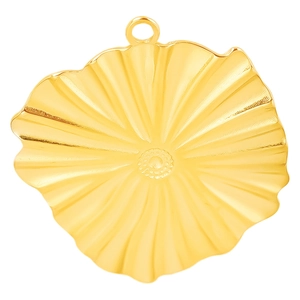Golden 304 stainless steel irregular lotus leaf pendant with textured metallic finish