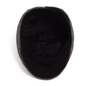 Vintage herringbone newsboy cap for men featuring a classic grey wool blend fabric design