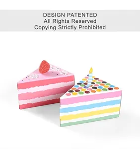 Creative triangle cake shaped gift boxes with strawberry and candle paper decorations