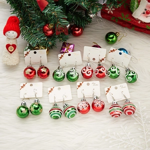 Christmas Ball Drop Earrings Resin Festive Bulb Dangle With Iron Earring Post Snow Star Pattern For Holiday Party