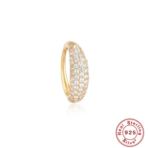 925 Sterling Silver Zirconia Geometric Hoop Earrings For Women Minimalist Gold Plated Hypoallergenic Cartilage Piercing Jewelry