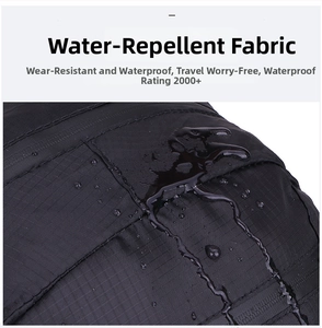 Detailed view of water-resistant ripstop fabric with clear droplets on surface