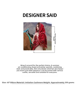 Scialle rosso stile etnico in finto cashmere con dimensioni di 65 per 200 cm