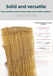Detail of 4-layer electroplated gold stainless steel chain showing durable finish
