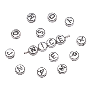 Silver 4x7mm acrylic letter beads for DIY handmade bracelets and necklaces