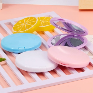 Pastel color portable round folding mirrors in blue white pink and purple finish