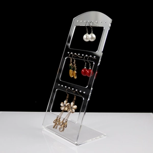 3-tier clear acrylic earring display stand for jewelry storage and retail showcase