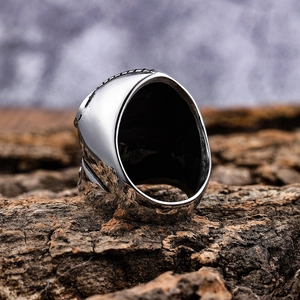 Men's punk style 3D screaming skull ring in retro silver finish stainless steel