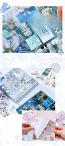 Detail showing Japanese style blue themed dreamcore stickers with My Melody motif