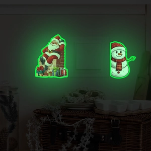 Luminous Santa Claus and snowman wall stickers for home holiday decoration in dark