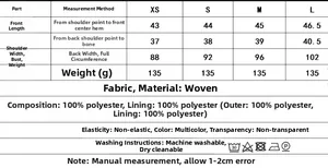 Detailed sizing chart and fabric care information for ethnic embroidered vest