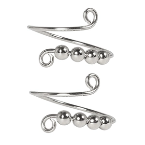 Detailed view of silver rotating beads on an adjustable spiral anxiety ring for women