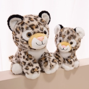 Realistic leopard plush toy set with soft spotted fur and cute sitting posture for kids
