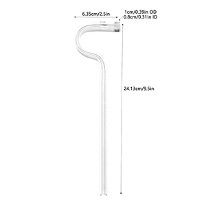 Detailed size specifications for heat-resistant glass straw with 24.13cm total length