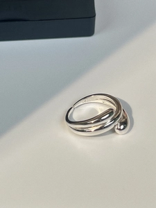 S925 Sterling Silver Open Ring For Women Minimalist Fluid Water Drop Wrap Double Layer Adjustable Trendy Jewelry