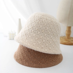 Chapeaux bob en tricot à carreaux pour femmes, bobs d'hiver chauds en beige et marron