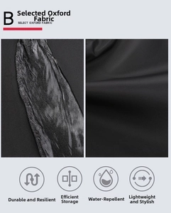 Water-resistant oxford fabric detail of a professional black business laptop backpack