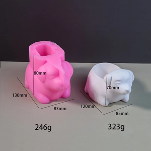 Cute puppy silicone mold for DIY succulent planters and candle cups with dimensions