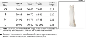 Size chart table for lace bodycon dress showing XS to L measurements in centimeters