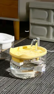 Detail of smart pet water fountain with circular flow system and MAX water level marker