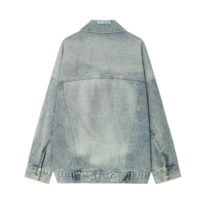 Classic oversized light blue denim jacket with drop shoulders and back seam detailing