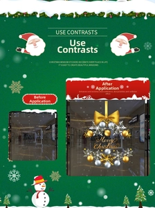 Close-up of Merry Christmas window sticker showing before and after application
