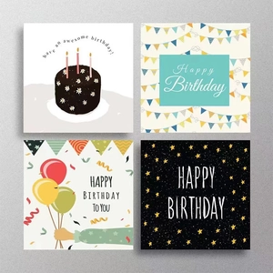 Mini Biglietti d'Auguri Quadrati in Carta Patinata Happy Birthday Thank You Biglietti da Visita Regalo Piccoli Biglietti Floreali Moderni