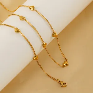 Elegante Collar Y Pulsera Con Colgante De Corazón Joyería De Acero Inoxidable Chapado En Oro De 18K Para Mujer Estilo Dulce
