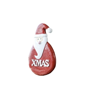 Red and white resin Santa Claus figurine with XMAS text for Christmas holiday decor