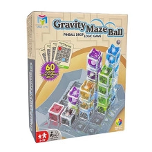 Detail view of the Gravity Maze logic game packaging with sixty challenge levels
