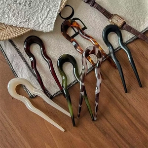 Épingles à cheveux en U élégantes en acétate avec divers motifs de marbre et d'écaille