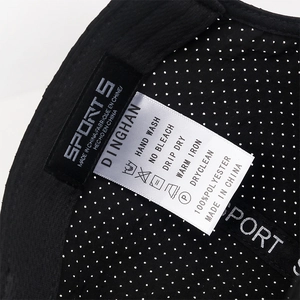 Quick-dry mesh sports cap interior detail showing breathable fabric and wash label