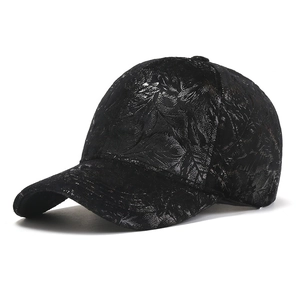 Casquette de baseball hip-hop avec motifs de feuilles métalliques noires pour adultes