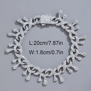 Bracelet cubain hip hop serti de strass avec design goutte d'eau et dimensions