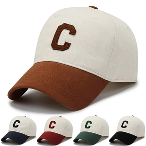 Letter C Embroidery Two Tone Baseball Cap Cotton Twill Adjustable Curved Brim Sunshade Outdoor Retro Unisex Hat