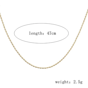 Detailansicht der 47cm goldfarbenen Halskette mit Angabe von 2,5g Gewicht und Maßen