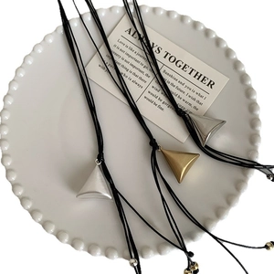 Minimalist double-layer geometric triangle pendant necklace set in gold silver and black