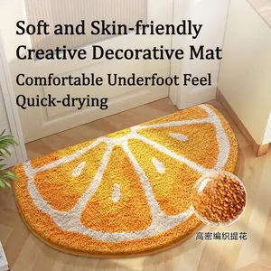 Fruit Shaped Bath Mat Flocking Absorbent Anti-Slip Door Rug For Bathroom Entrance Soft Machine Washable Cute Home Decor