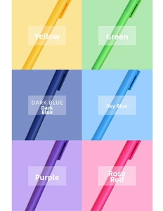 Detailed grid of macaron colored gel pens in six vibrant matte pastel finishes
