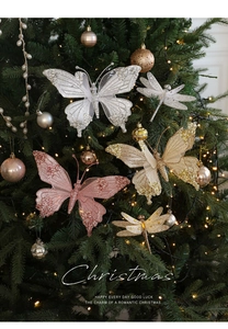 Decorazioni per albero di Natale con farfalle e libellule in rete, glitter e perle