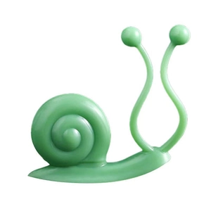 Green snail-shaped plant climbing wall fixtures for vine support on white background