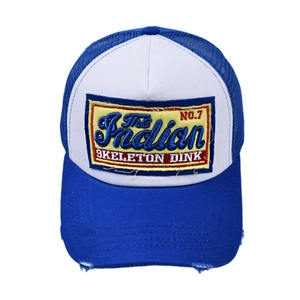 Casquette trucker Indian vintage avec visière usée et panneau arrière en filet