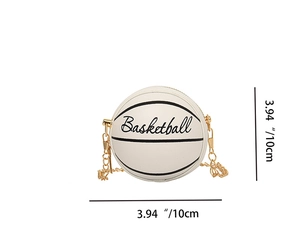 Mini borsa a tracolla a forma di basket bianca con dettaglio diametro di 3,94 pollici