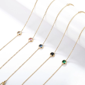 Bracciali in acciaio inossidabile placcato oro 18K con zirconi tondi colorati
