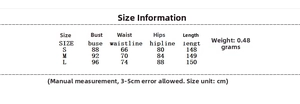 Detailed sizing chart for V-neck long dress with measurements for bust, waist and length