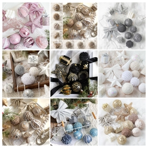 Christmas Ball Ornaments Glitter Star Tree Topper Gift Box Pendants Xmas Tree Decorations Sparkling Holiday Party Decor