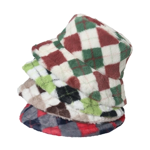Cappello Alla Pescatora In Finta Pelliccia Di Coniglio A Quadri Argyle Caldo Invernale Retro Donna