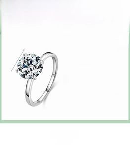 Detail of 9mm 3ct zircon ring in 925 silver with 1.2g weight and size specifications