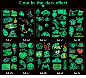 Tatouages temporaires football phosphorescents pour enfants avec effets de nuit lumineux